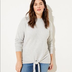 LOFT Plus Tie Hem Sweater in Gray